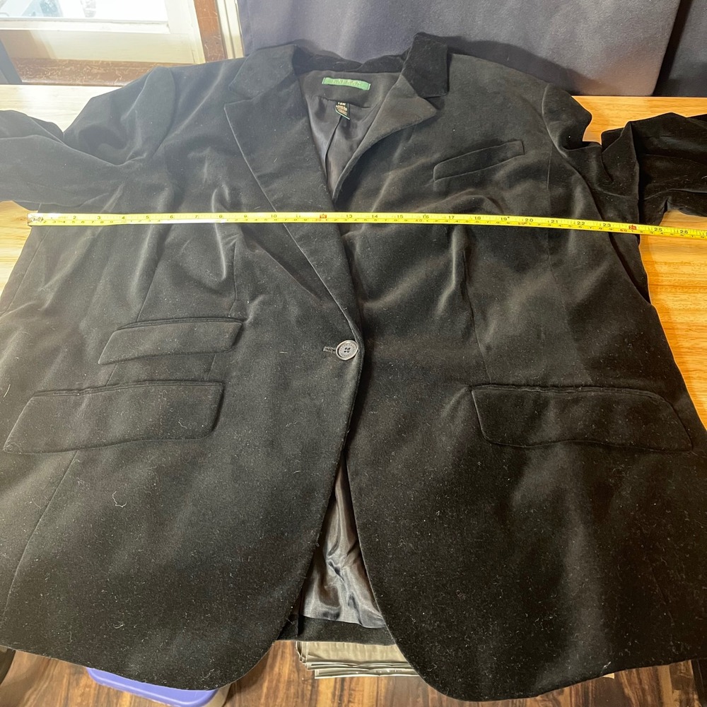 NEW Lauren Ralph Lauren Black Velvet Blazer Jacket Size 18W Button Front Classic - Picture 9 of 11